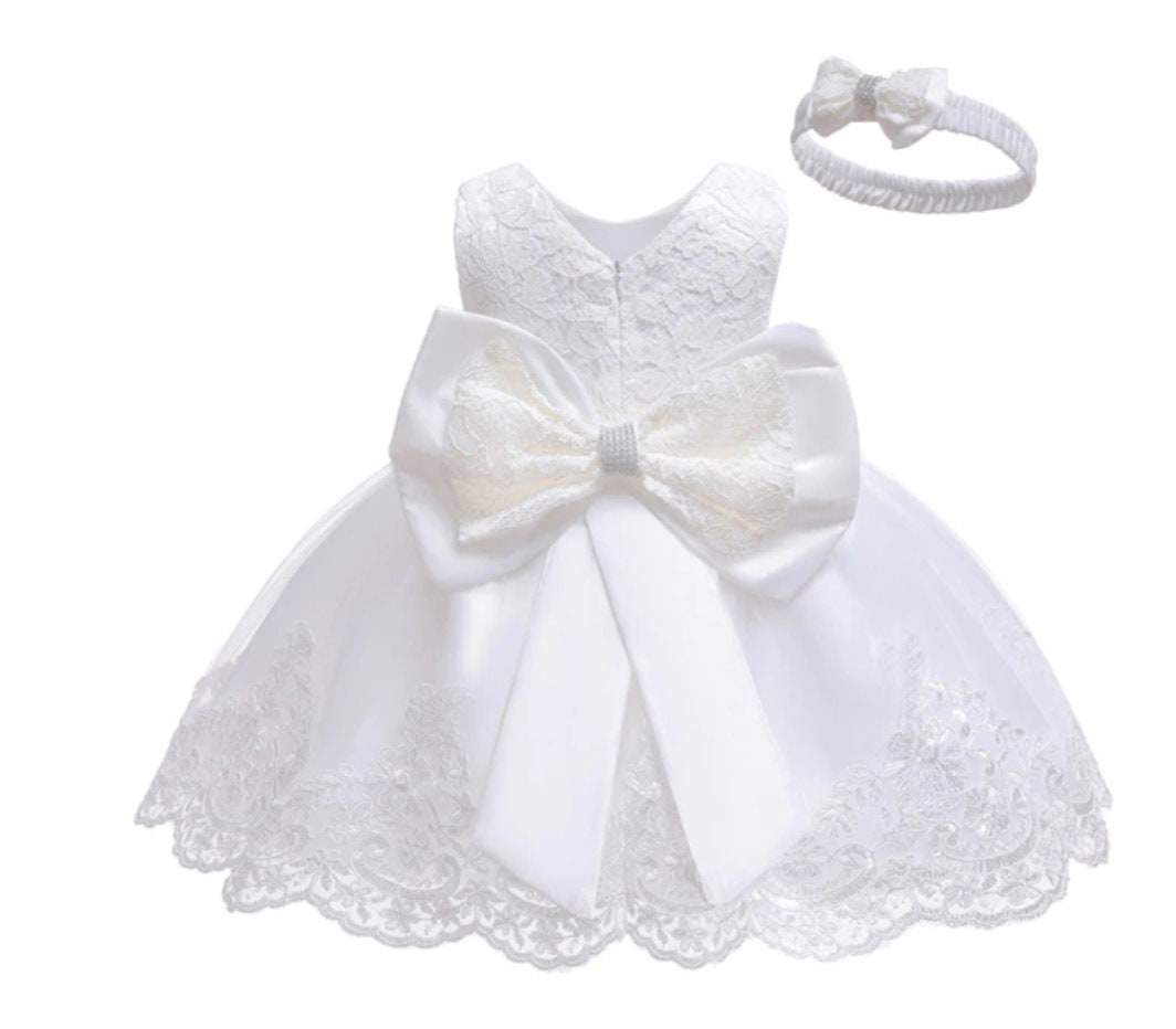 Baby Girl Occasion Dress Outfit Headband Christening Dress Etsy
