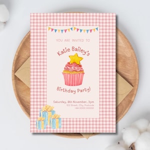 Digital Birthday Invitation for Girls - Customisable & Printable Party Invite