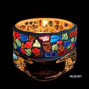 Glass mosaic lantern, tealight, gifts, lights, decoration, unique