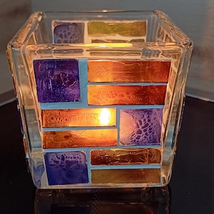 Lanterne en mosaïque de verre, bougie chauffe-plat, cadeaux, lumières, décoration, unique