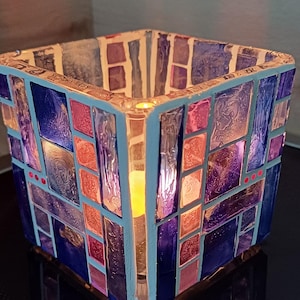 Lanterne en mosaïque de verre, bougie chauffe-plat, cadeaux, lumières, décoration, unique