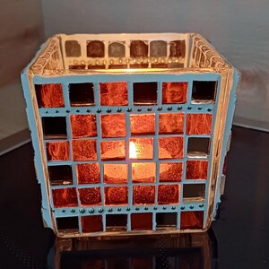 Lanterne en mosaïque de verre, bougie chauffe-plat, cadeaux, lumières, décoration, unique