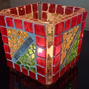Lanterne en mosaïque de verre, bougie chauffe-plat, cadeaux, lumières, décoration, unique