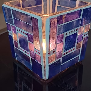 Lanterne en mosaïque de verre, bougie chauffe-plat, cadeaux, lumières, décoration, unique