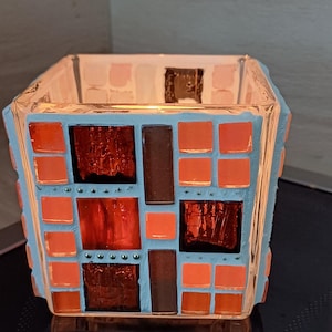 Lanterne en mosaïque de verre, bougie chauffe-plat, cadeaux, lumières, décoration, unique