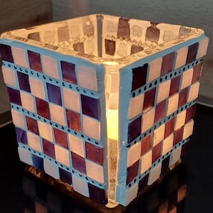 Lanterne en mosaïque de verre, bougie chauffe-plat, cadeaux, lumières, décoration, unique