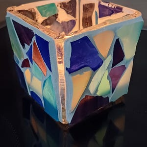 Lanterne en mosaïque de verre, bougie chauffe-plat, cadeaux, lumières, décoration, unique