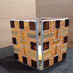 Glass mosaic lantern, tealight, gifts, lights, decoration, unique
