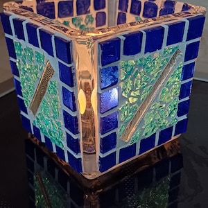 Lanterne en mosaïque de verre, bougie chauffe-plat, cadeaux, lumières, décoration, unique