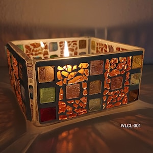 Glass mosaic lantern, tea light, gifts, lights, decoration, unique