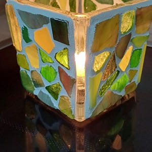 Lanterne en mosaïque de verre, bougie chauffe-plat, cadeaux, lumières, décoration, unique