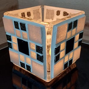 Lanterne en mosaïque de verre, bougie chauffe-plat, cadeaux, lumières, décoration, unique