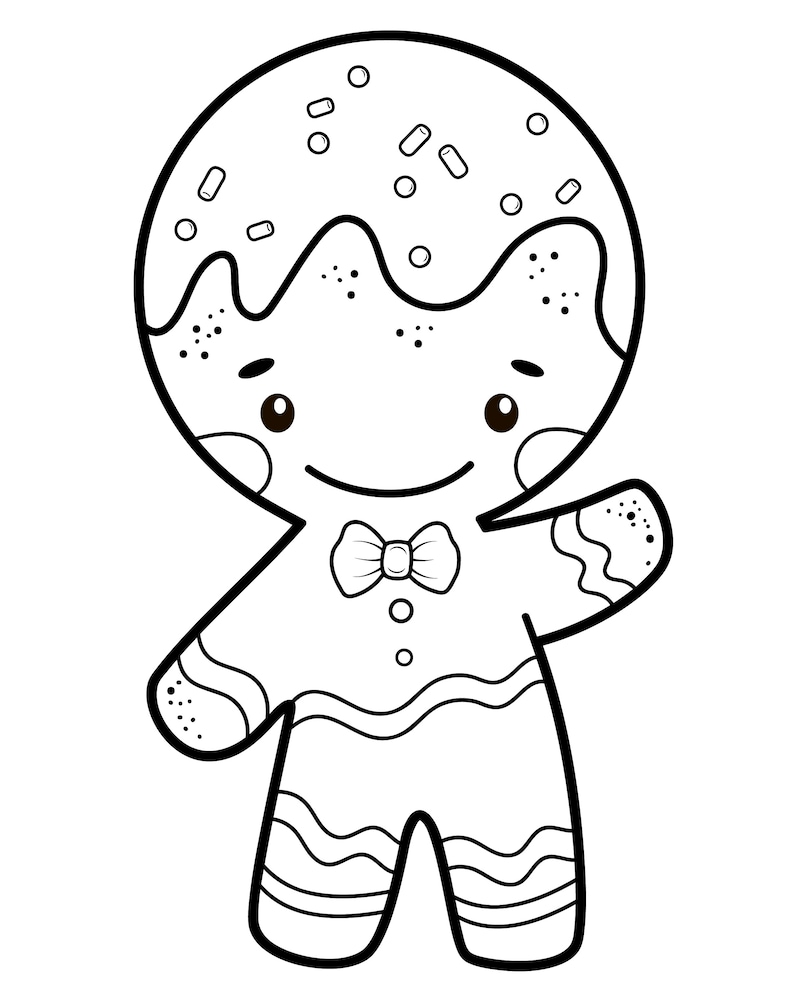 Easy cute Christmas coloring book 10 pages for kids image 3