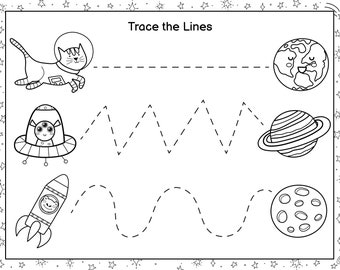 Kids learning game Trace the lanes space theme