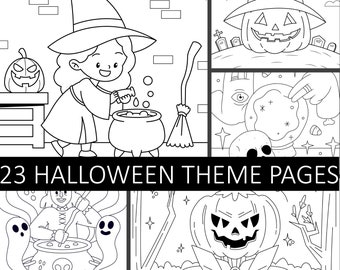 Halloween Children Mummy Bat Pumpkin Witch Pot Coloring Book