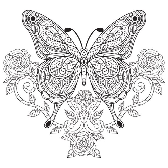 digital printable beautiful butterfly coloring pages easy etsy australia