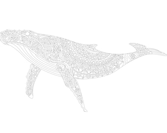 Whale adult detailed hard coloring page