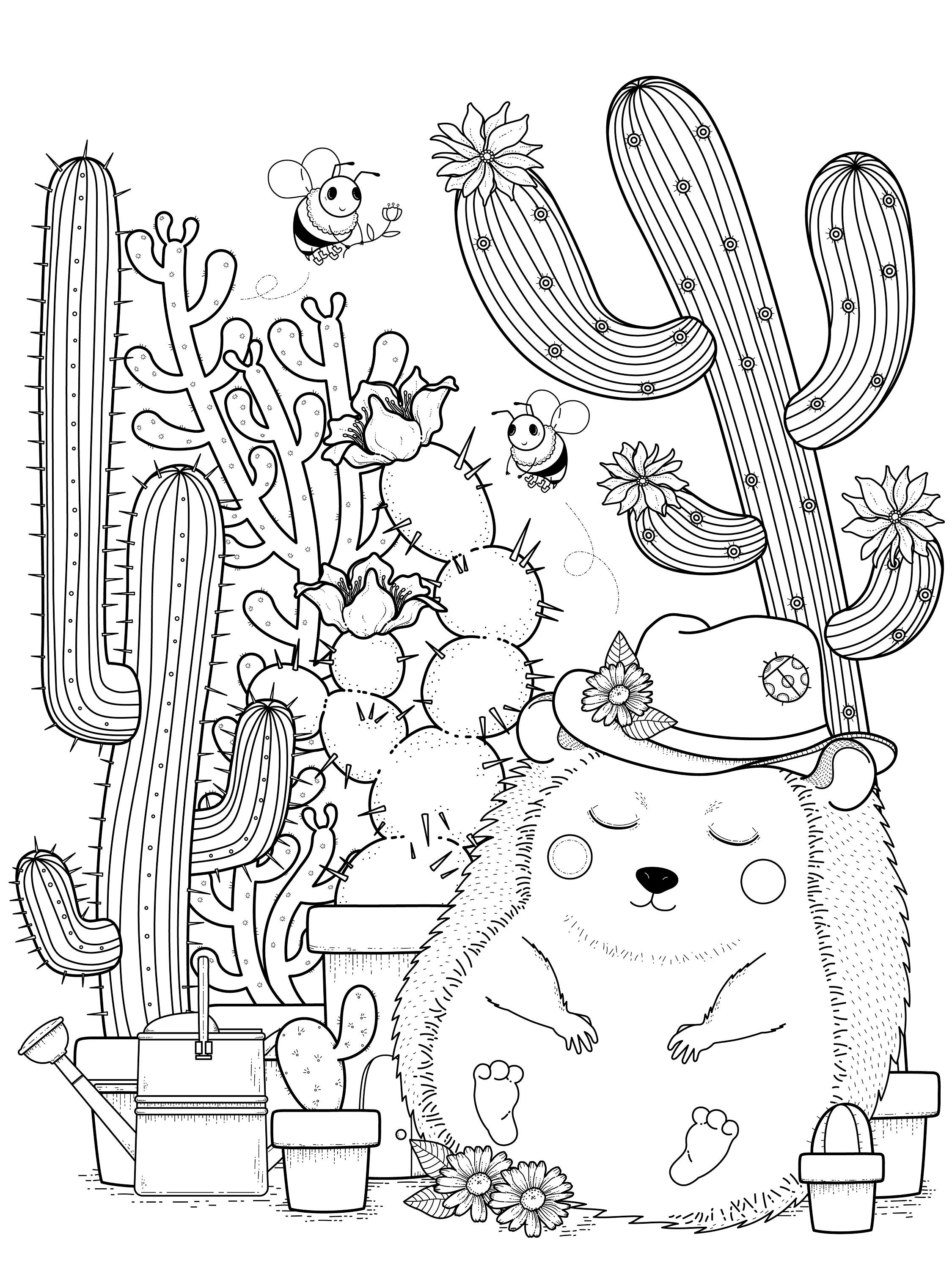 Adorable Cute Hedgehog Digital Printable Coloring Page Easy Full A4 - Etsy