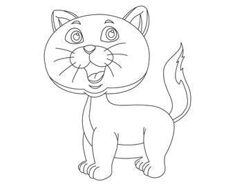 Easy digital printable coloring book for kids KITTY CAT (26 pages)