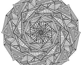 Geometric pattern Mandala coloring book for adults (12 pages)