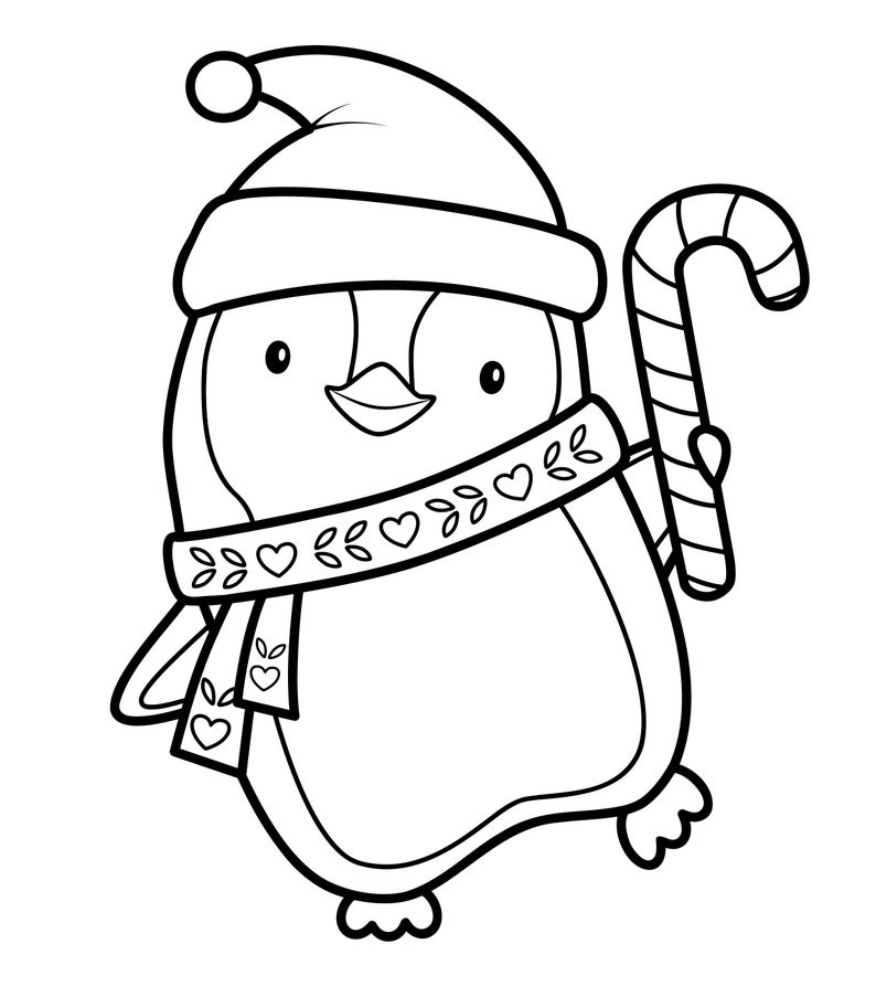 Easy cute Christmas coloring book 10 pages for kids image 2