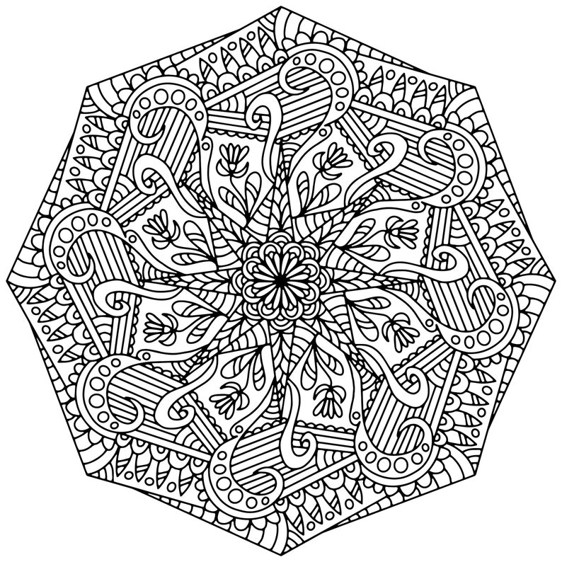 Geometric pattern Mandala coloring book for adults 12 pages image 5