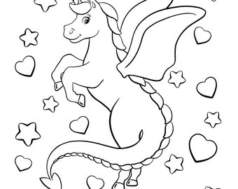 Easy unicorn coloring book for kids (3 pages)