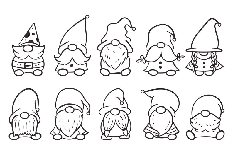 Digital Printable Cute Christmas Dwarf Gnomes Coloring Book 10 Pages - Etsy