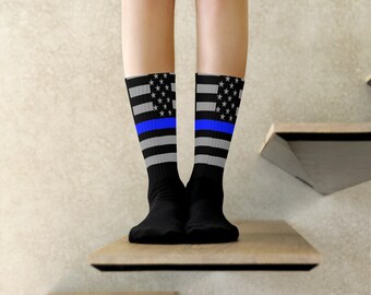 Thin Blue Line Flag Socks Style 2 - Etsy Israel