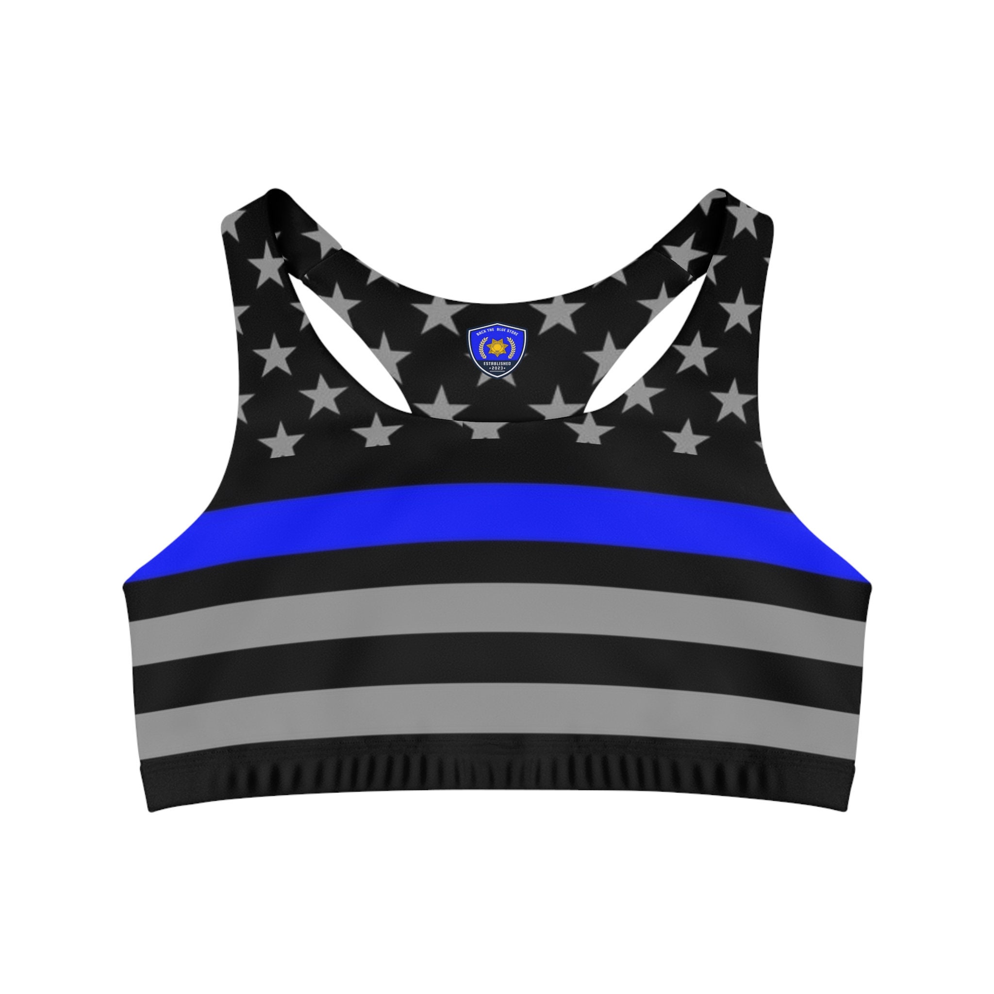 Thin Blue Line American Flag Sports Bra - Thin Blue Line Shop