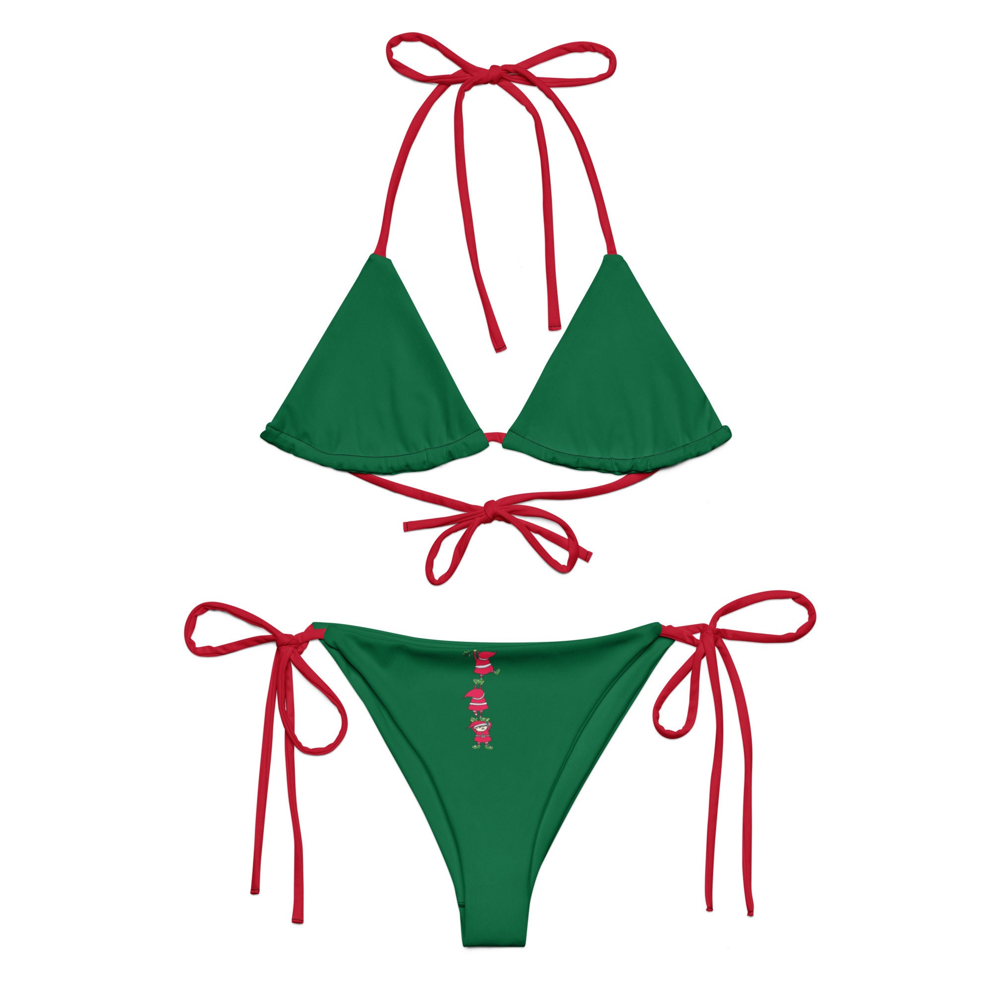 Christmas Elf, String Bikini Women's Sling Bikini Swimsuits