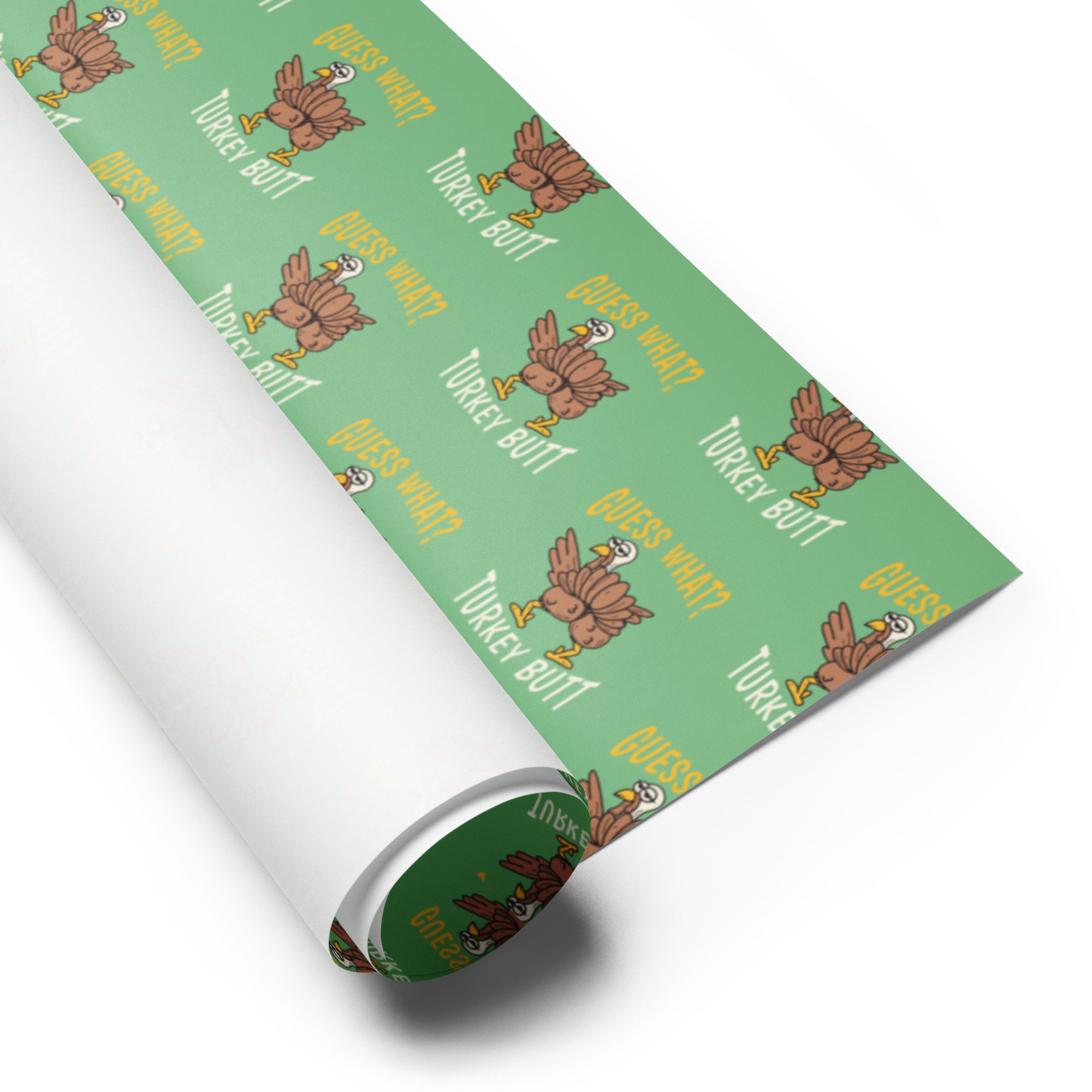 Humorous Turkey Butt Gift Wrapping Paper Green Matte Finish 