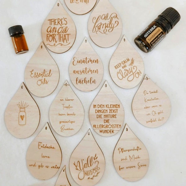 Holzduftträger Aromatherapie- Diffuser für ätherische Öle aus Holz -Geschenkanhänger SET