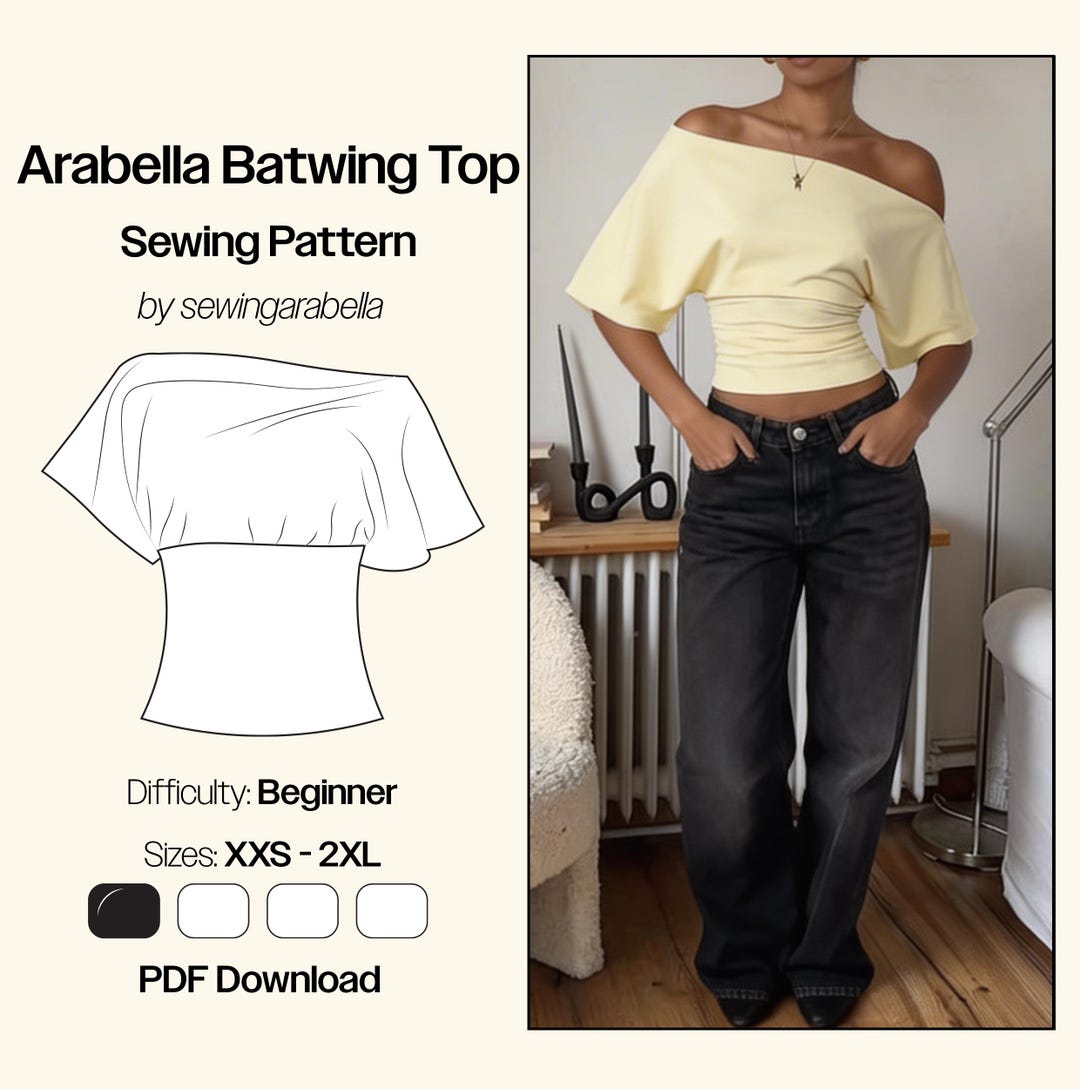 Arabella Batwing Top Sewing Pattern | off Shoulder, 3 Sleeve Options ...