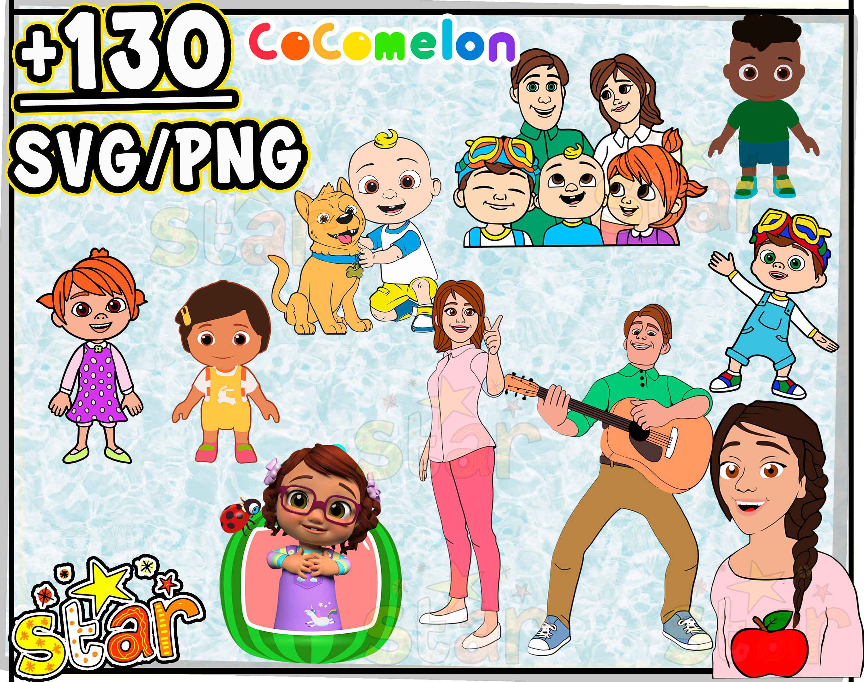Cocomelon Characters SVG Cocomelon Clipart Cocomelon PNG | Etsy