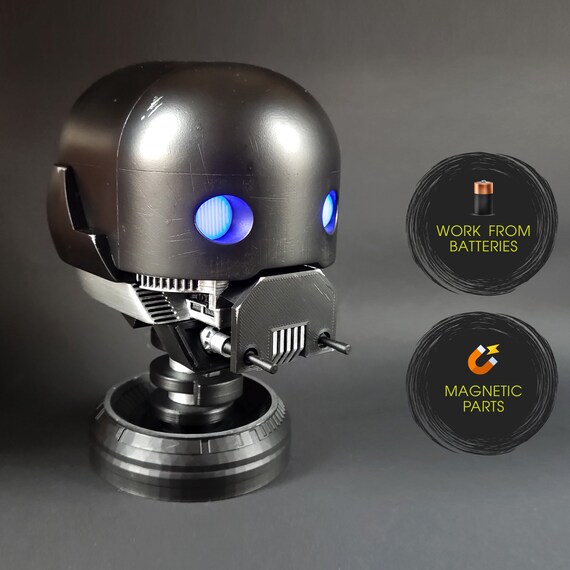 Robot Head Glowing Eyes 3D Printed Model Droid Etsy