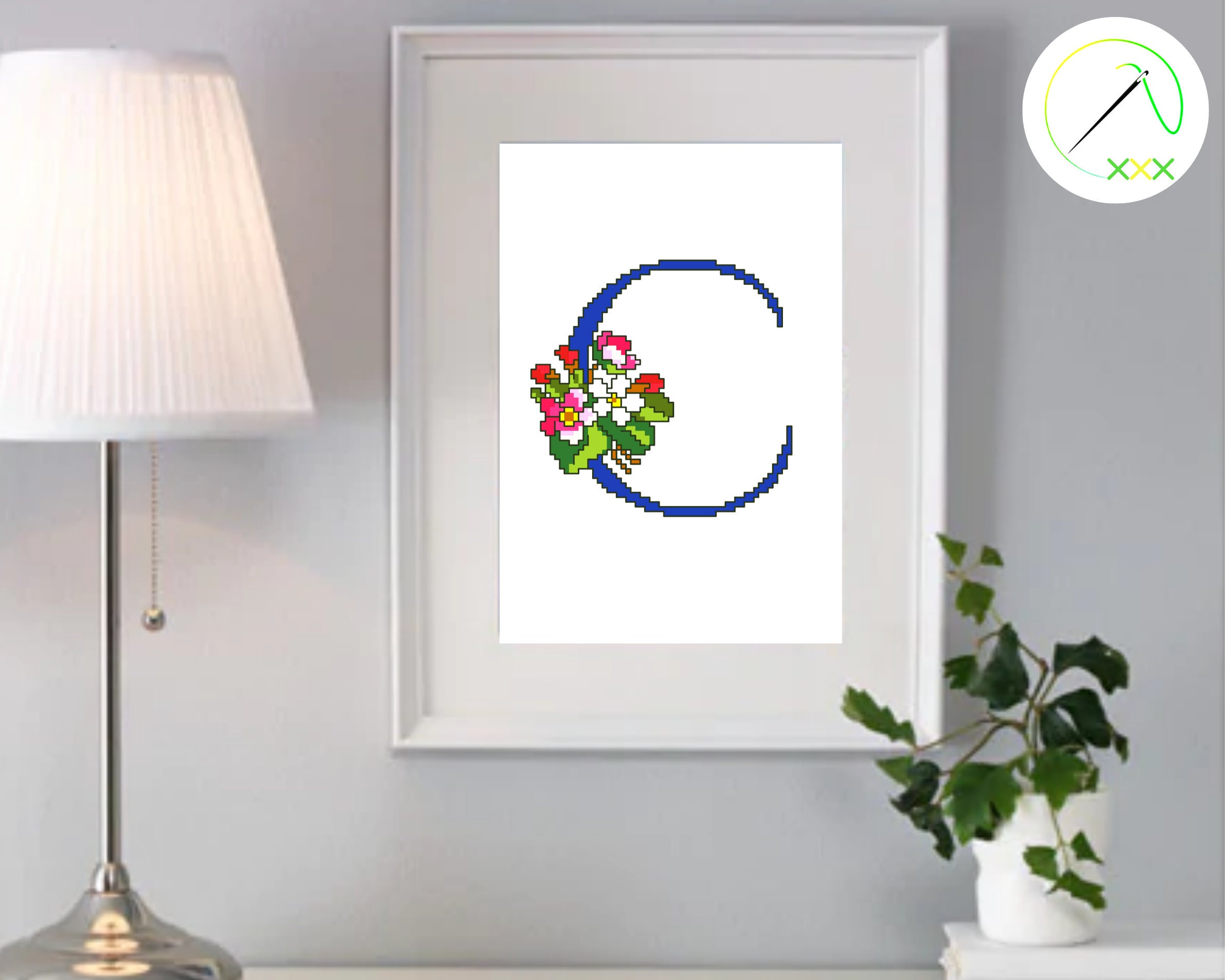 Cross stitch letter C / Alphabet cross stitch pattern / Etsy