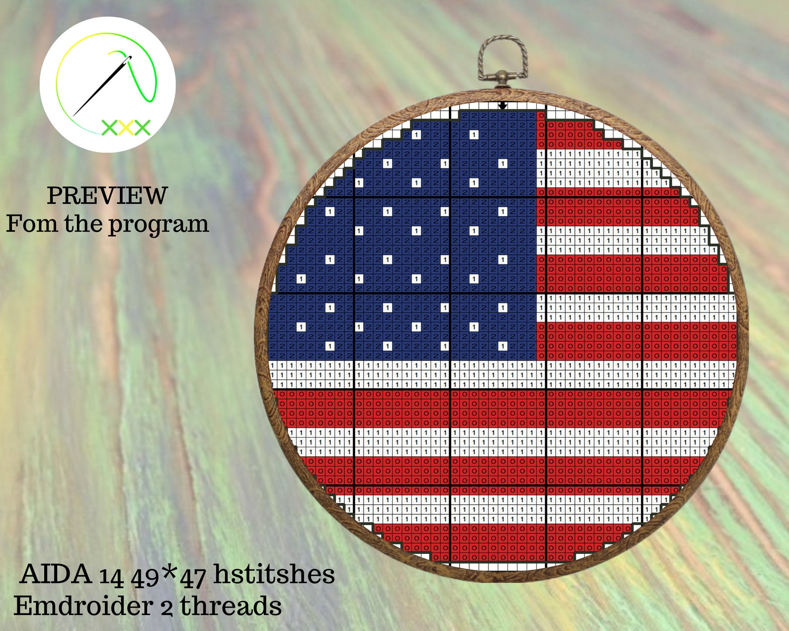 American flag cross stitch / Patriotic cross stitch pattern / Etsy
