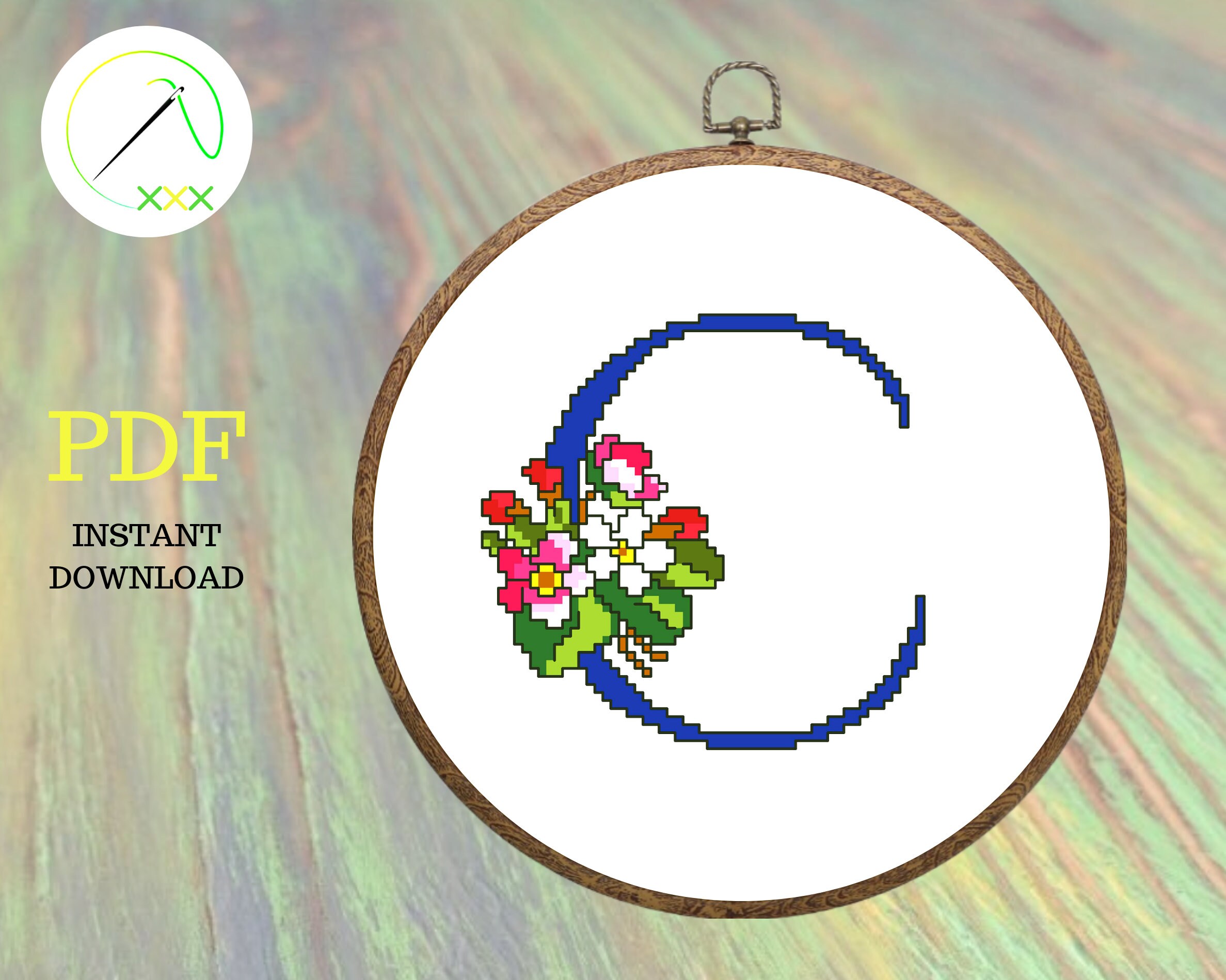 Cross stitch letter C / Alphabet cross stitch pattern / Etsy