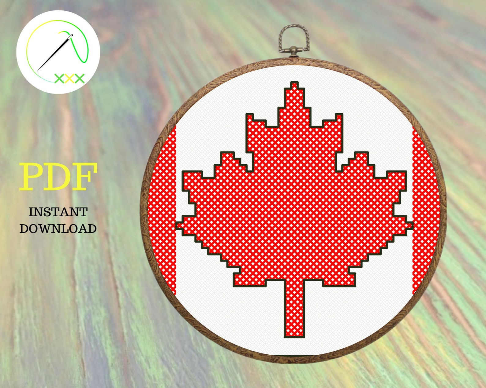 Canada flag cross stitch pattern / Maple leaf patriotic Etsy