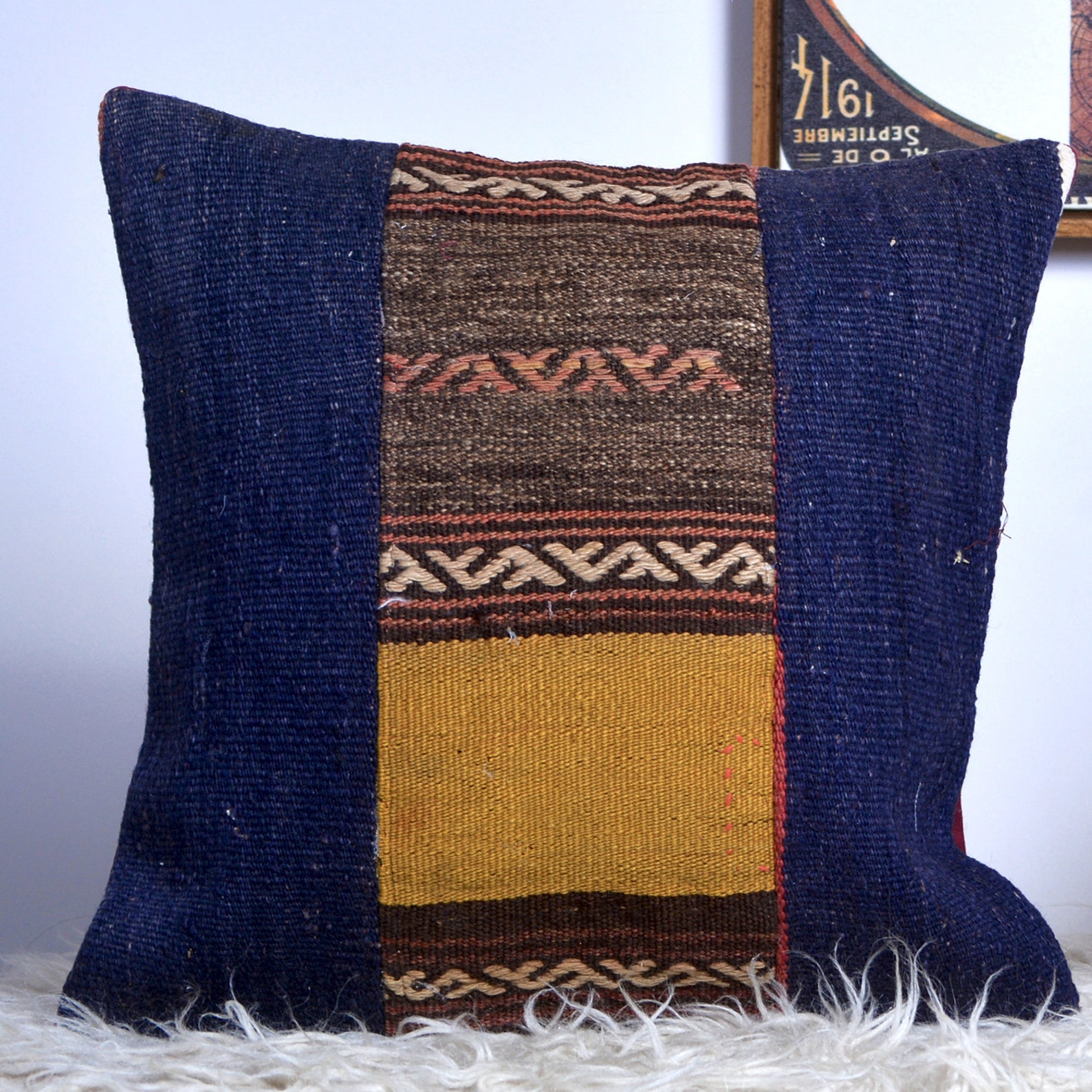Blue Pillow Kilim Pillow cover unique casual pillow Etsy