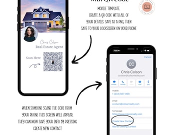 Digital Business Card QR Code|Editable Canva Template|Printable Smart Business Card|Save to Contacts |Quick Response Card