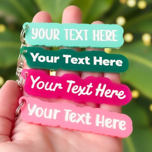 Custom Text Keychain | Personalized Backpack Name Tag | Cute Gift for Best Friend or Girlfriend
