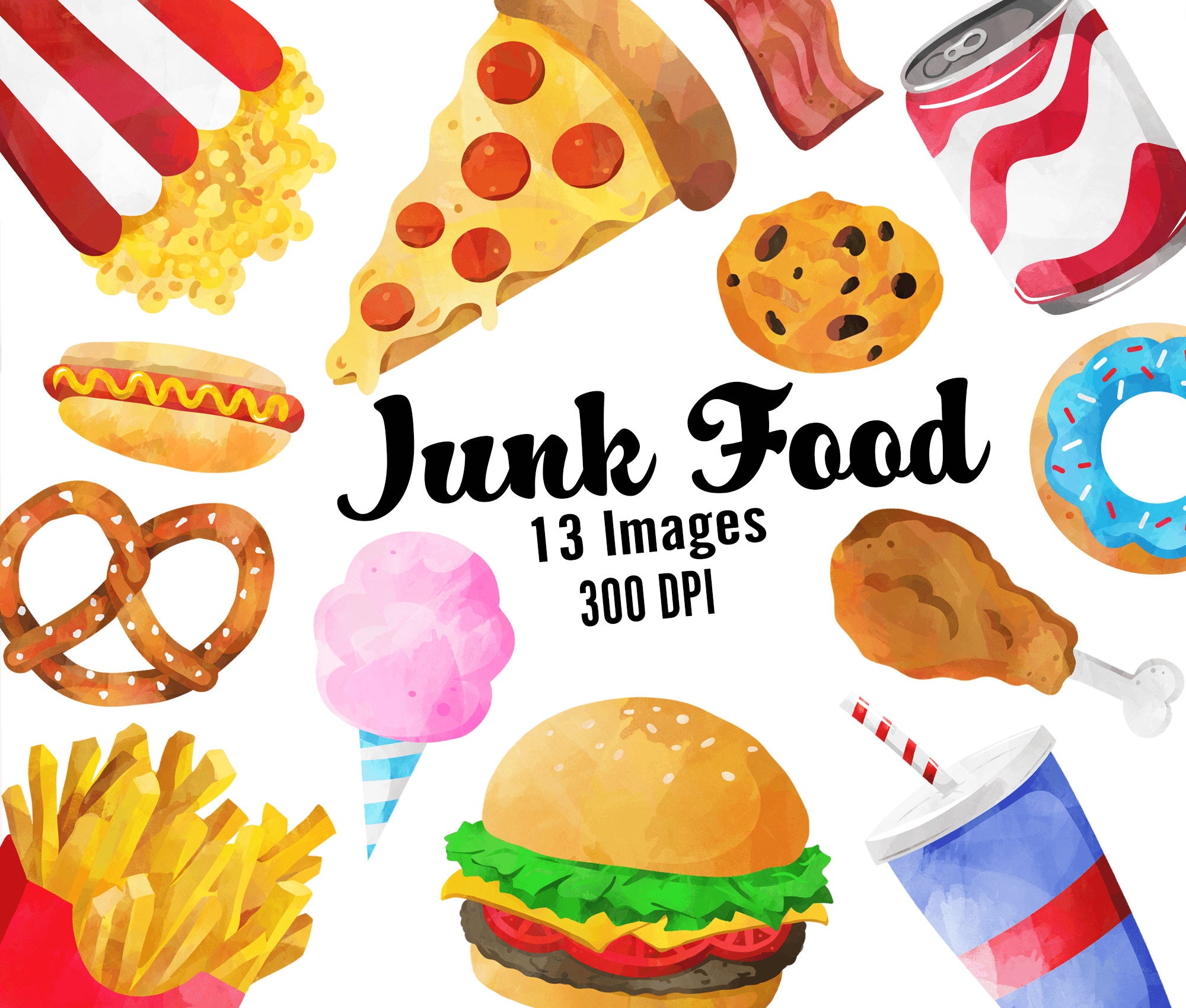 Junk Food Clipart Fast Food Clipart Food Clipart Pizza - Etsy