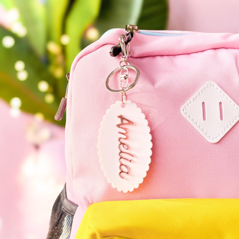 Personalized Backpack Name Tag - Custom Acrylic Keychain Bag Charm With ...