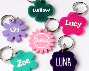 Pet Tag Dog Collar Dog Name Tag Custom Cat Id Tag Flower Pet Name Tags Dog ID Tag Custom Pet ID Tag Personalized Gift for Dogs Cute ID Tag