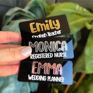 Custom Name Badge Magnetic Name Tag for Teachers and Nurses Personalized Business Name Plate Teacher, Nurse, Photographer and Realtor
