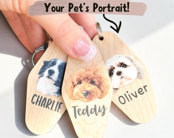Custom Pet Portrait Keychain for Dog Mom or Dad | Pet Memorial Remembrance Gift from Photo | Personalized Puppy Accessories