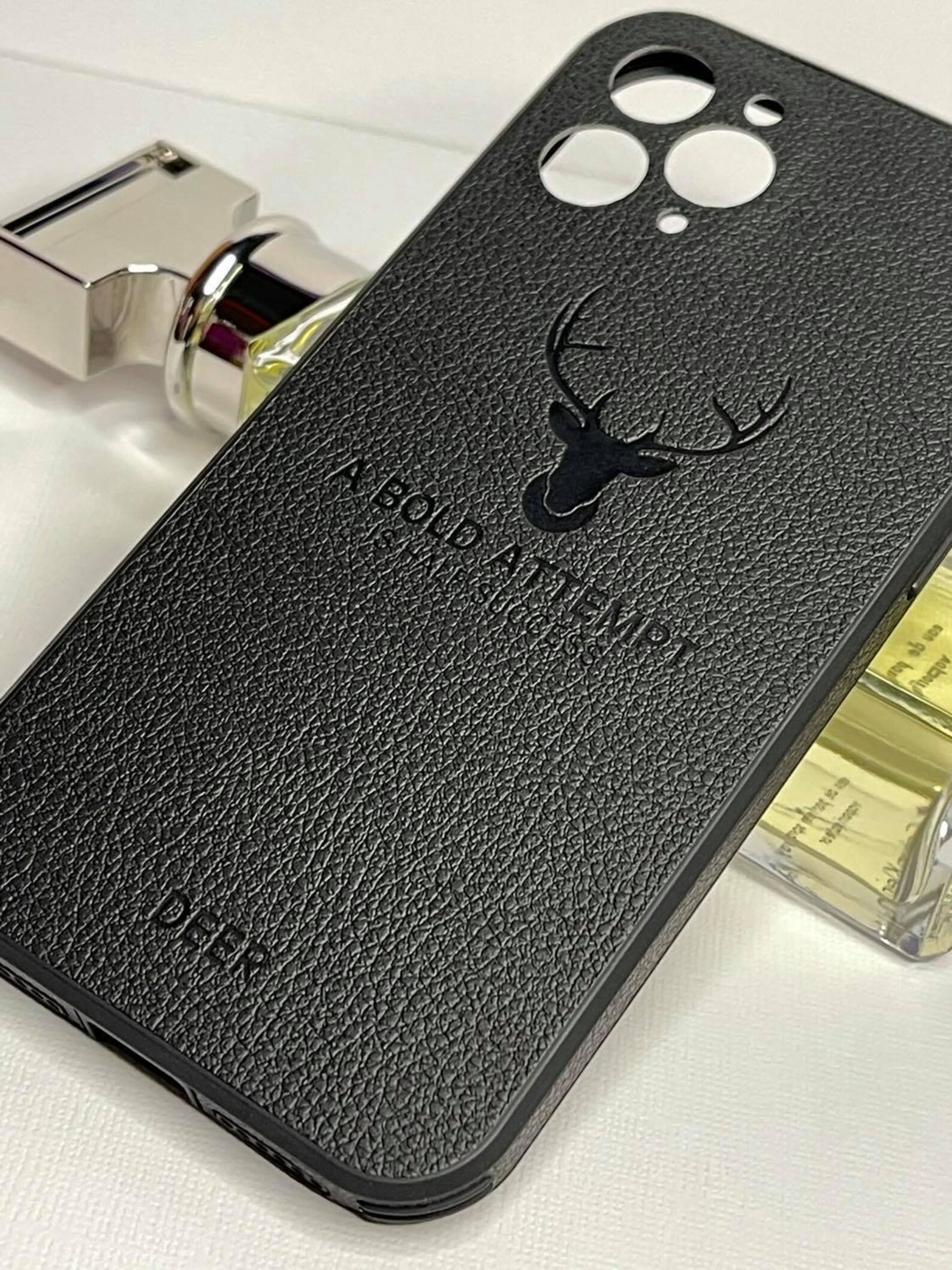 IPhone 11 Pro Leather Deer Case Black Protective Back Case Etsy