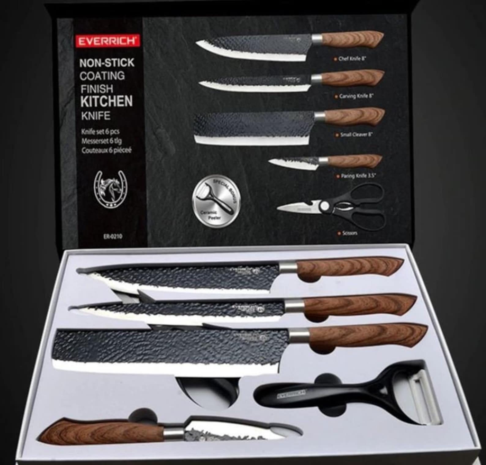 NonStick Coating Finish Kitchen Knife Set 6 pcs Etsy